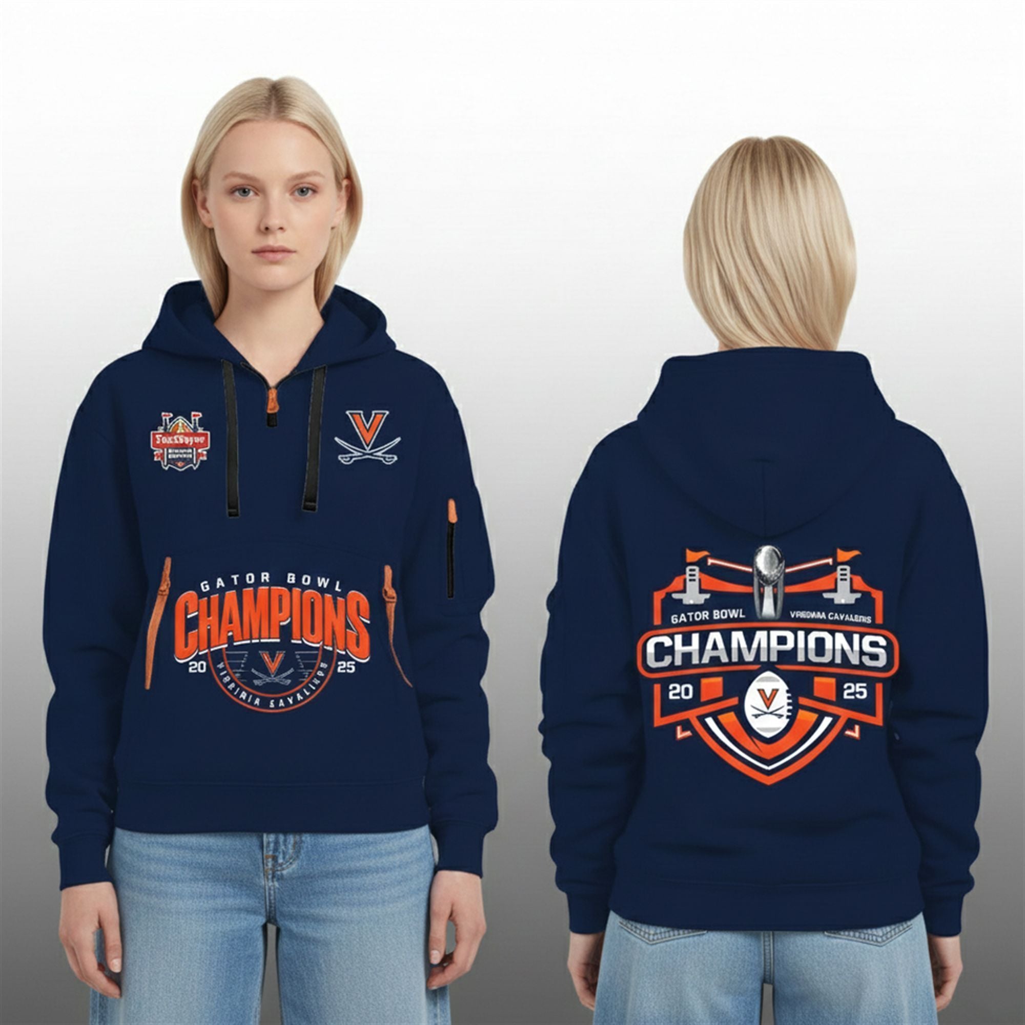 11 Virginia Cavaliers Gator Bowl Champions 2025 Quarter Zip Hoodie 11 Virginia Cavaliers Gator Bowl Champions 2025 Quarter Zip Hoodie