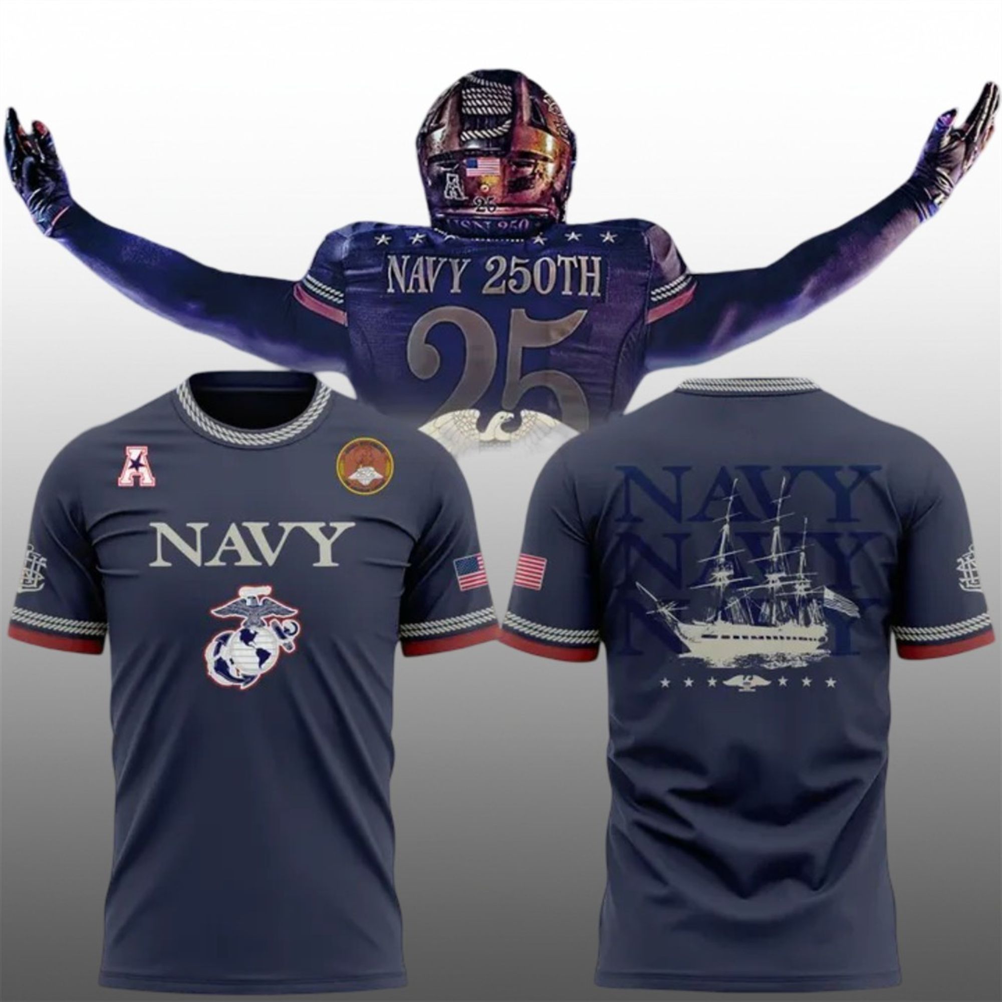 12 2025 Navy Midshipmen 250th Frigate Heritage Shirt 12 2025 Navy Midshipmen 250th Frigate Heritage Shirt