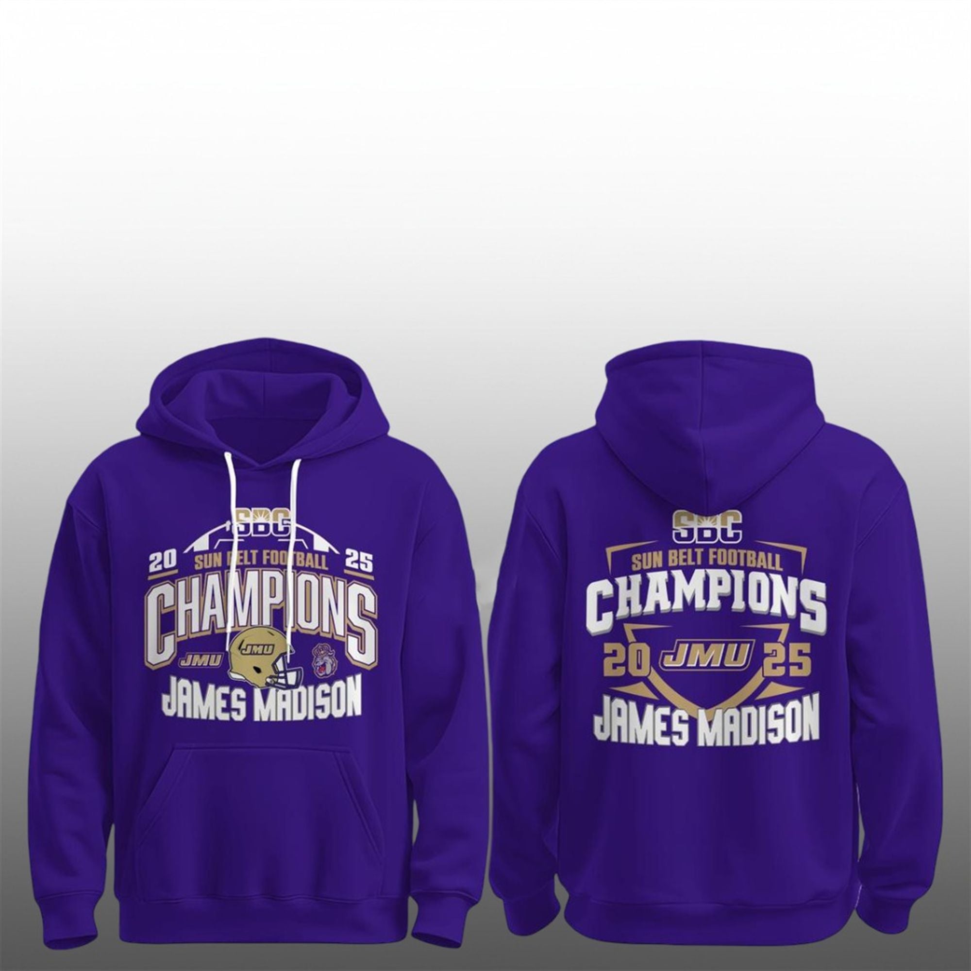 James Madison Dukes Sun Belt Champions 2025 Football Shirt 2 12 James Madison Dukes Sun Belt Champions 2025 Football Hoodie