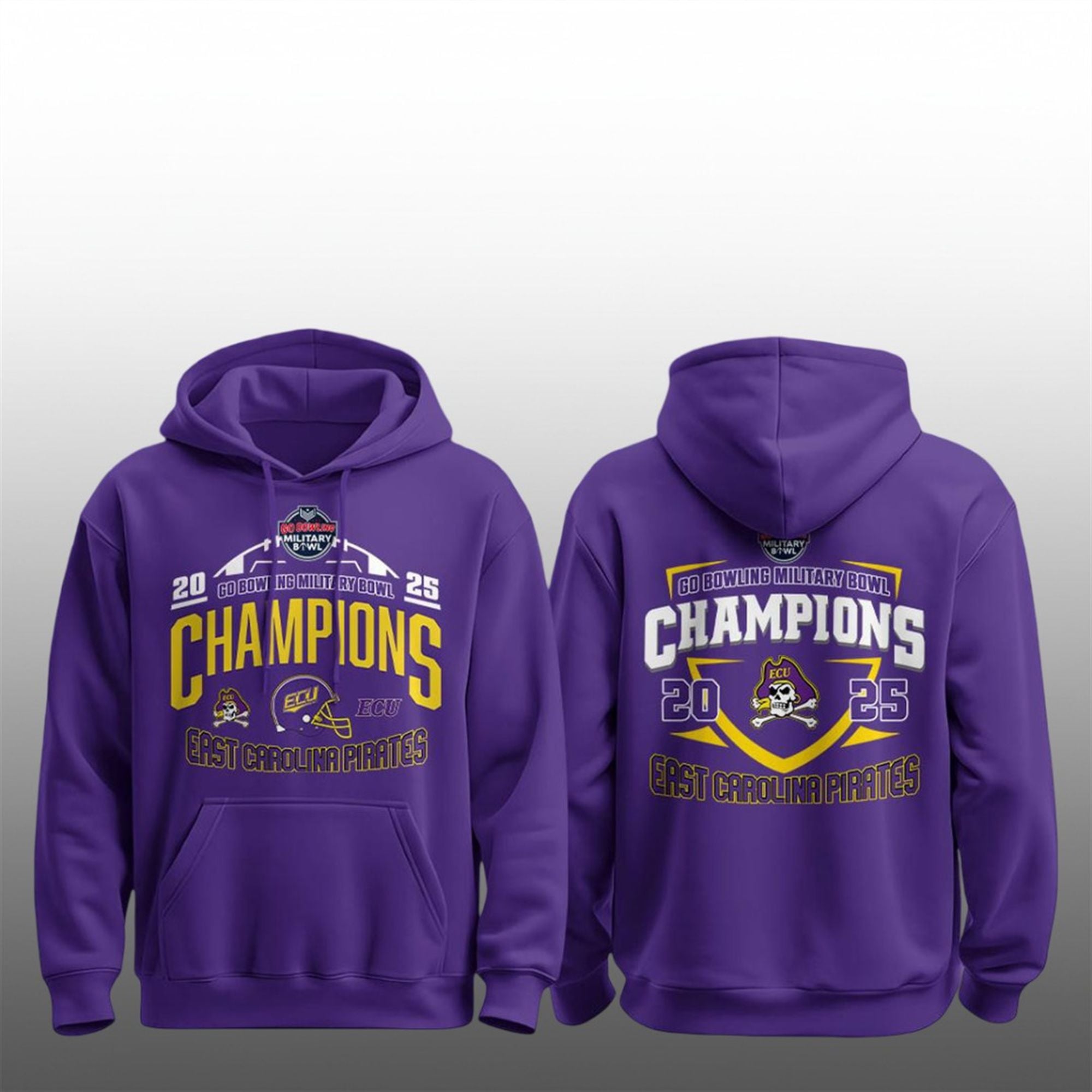 ECU Pirates Go Bowling Military Bowl 2025 Champions Shirt 2 14 ECU Pirates Go Bowling Military Bowl 2025 Champions Hoodie
