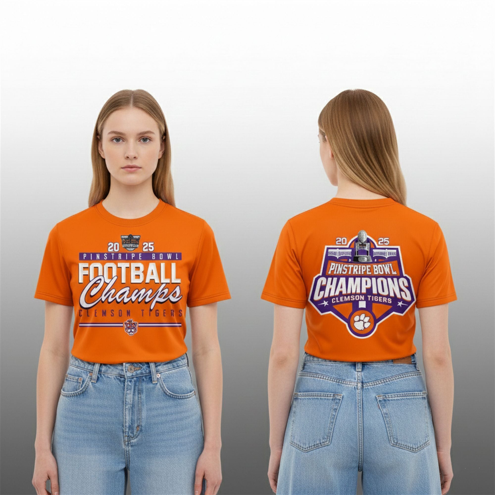18 2025 Clemson Tigers Pinstripe Bowl Champions Shirt