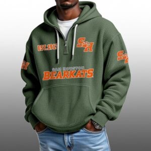Sam Houston Bearkats EST 1912 Half Quarter Zip Waffle Hoodie 1