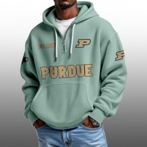 Purdue EST 1887 Half Quarter Zip Waffle Hoodie 1
