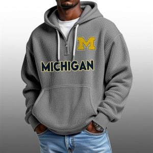 2026 Wolverines Waffle Zip Hoodie 1