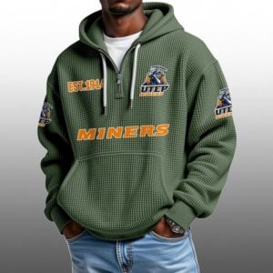 Miners EST 1914 Half Quarter Zip Waffle Hoodie 1