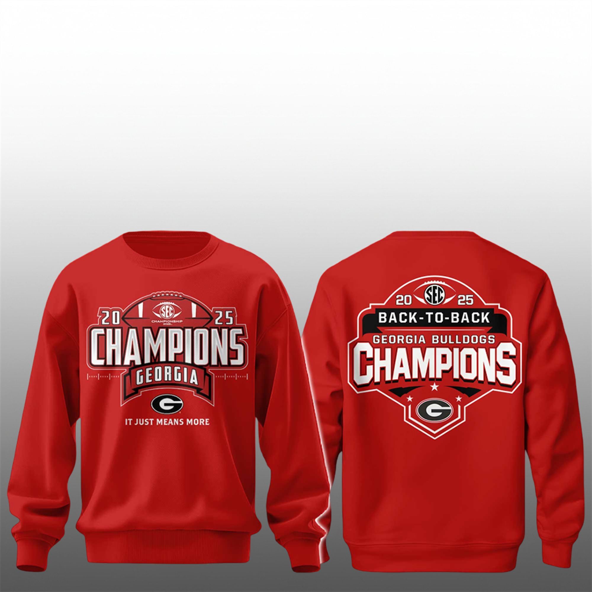 2025 Georgia Bulldogs Champions Back To Back Hoodie 2 2 2025 Georgia Bulldogs Champions Back To Back Sweatshirt