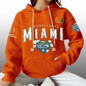 2025 Hurricanes Goodyear Cotton Bowl Playoff Quarterfinal Waffle Hoodie 1