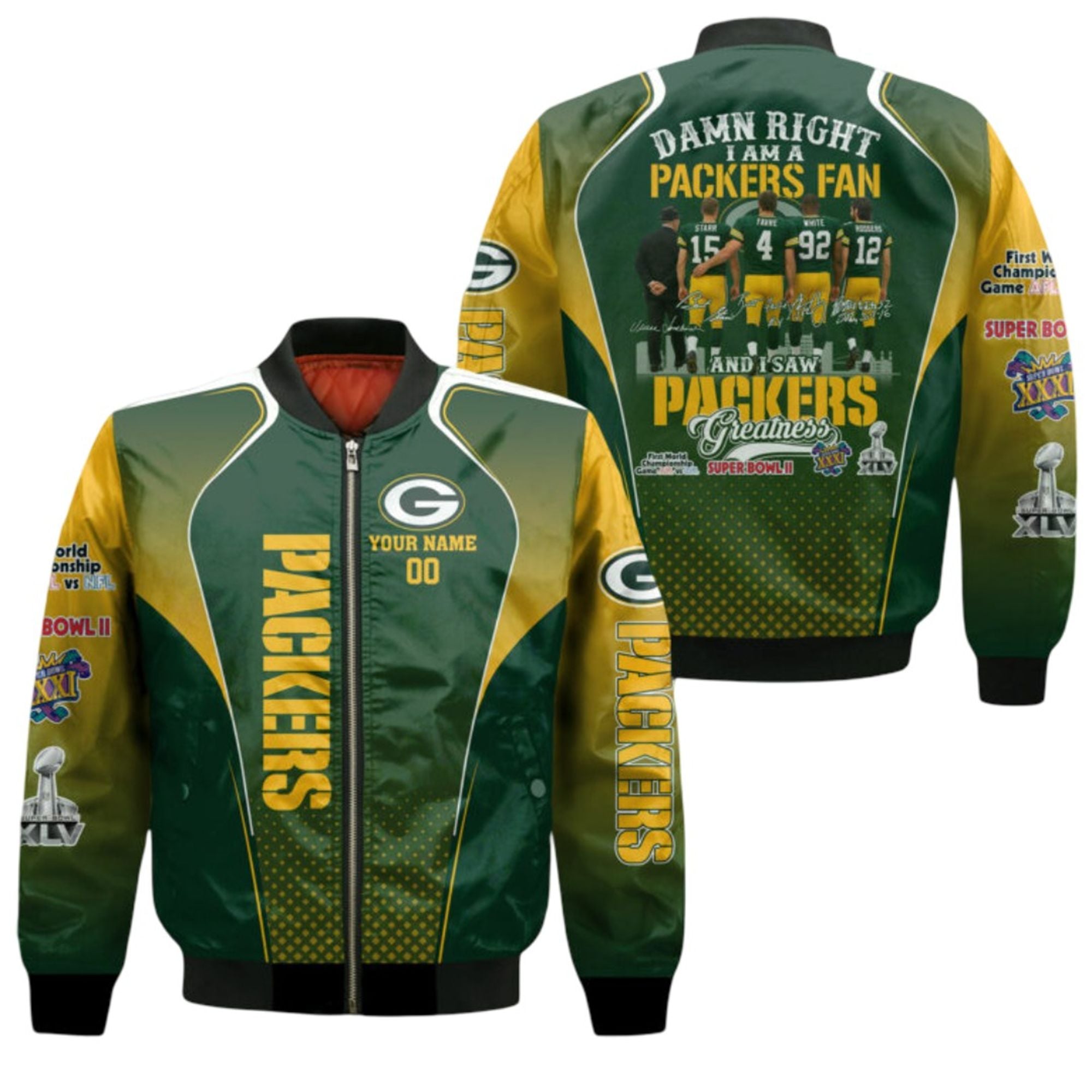 2026 Damn Right I Am A Packers Fan And I Saw Packers Greatness Bomber Jacket 1 2026 Damn Right I Am A Packers Fan And I Saw Packers Greatness Bomber Jacket 1