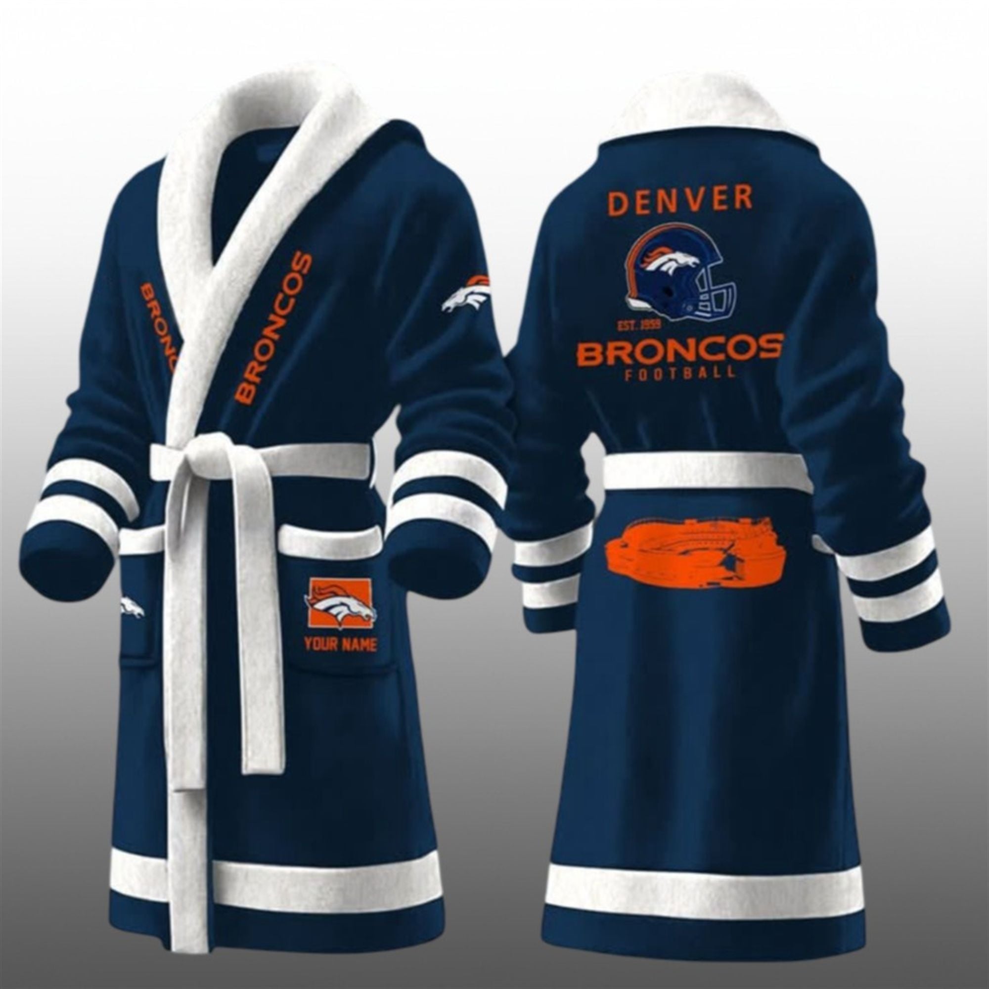 2026 Denver Broncos Football EST 1959 Fleece Bathrobe 1 1 2026 Denver Broncos Football EST 1959 Fleece Bathrobe 1 1