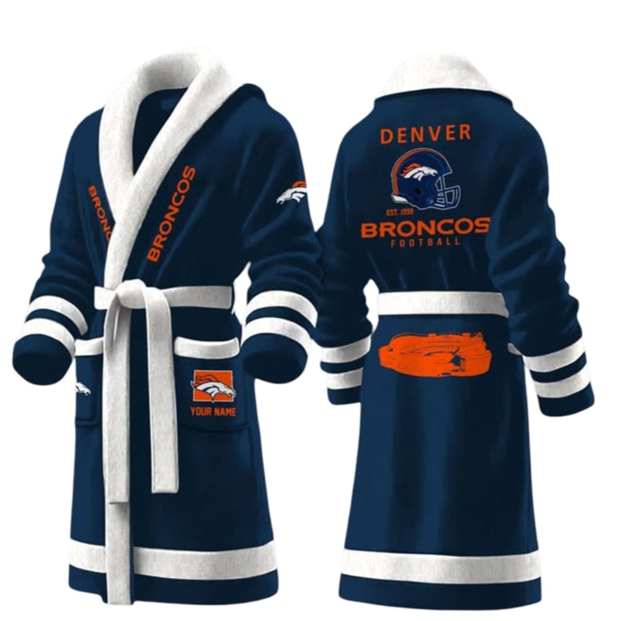 2026 Denver Broncos Football EST 1959 Fleece Bathrobe 2 2026 Denver Broncos Football EST 1959 Fleece Bathrobe 1 2