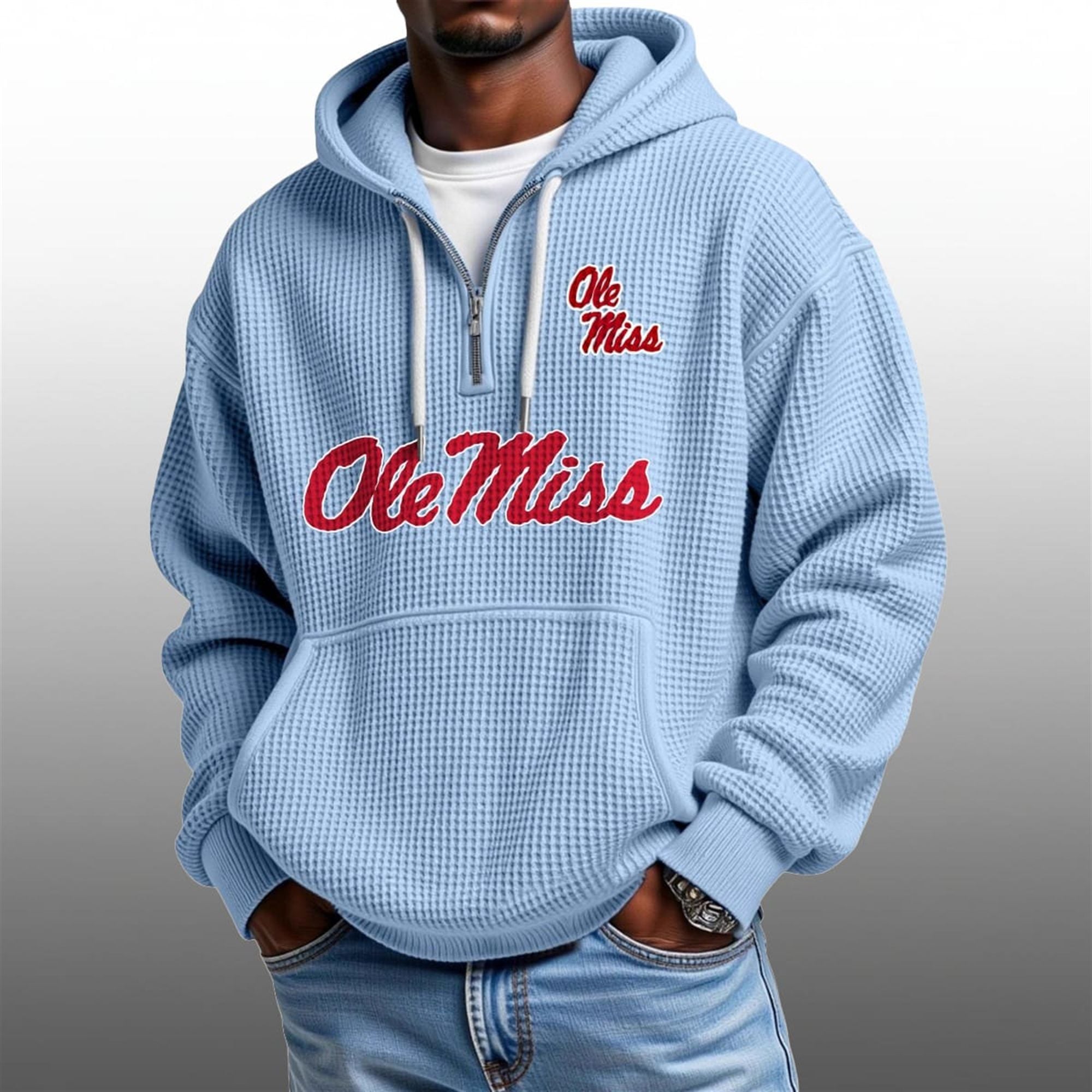 2026 Ole Miss Waffle Zip Hoodie 3 2026 Ole Miss Waffle Zip Hoodie 3