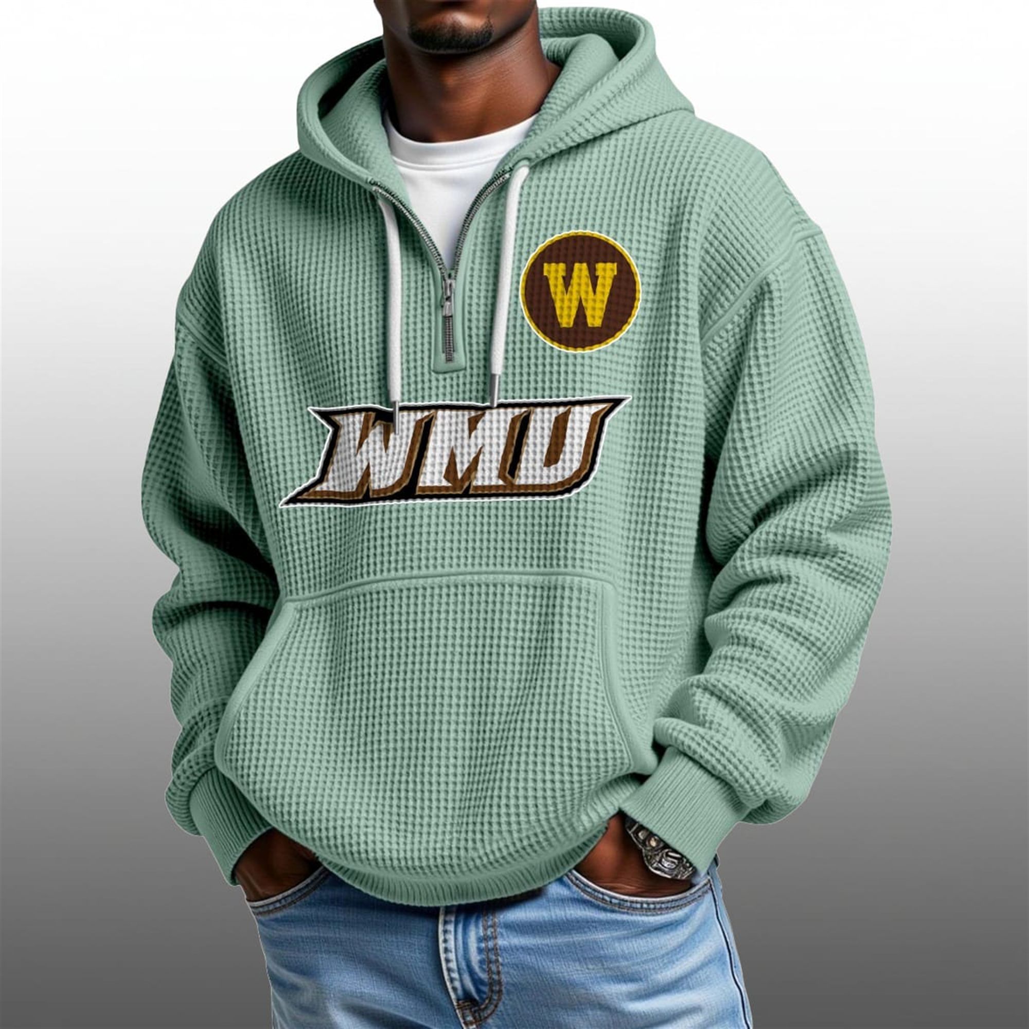 2026 WMU Broncos Waffle Zip Hoodie 3 2026 WMU Broncos Waffle Zip Hoodie 3