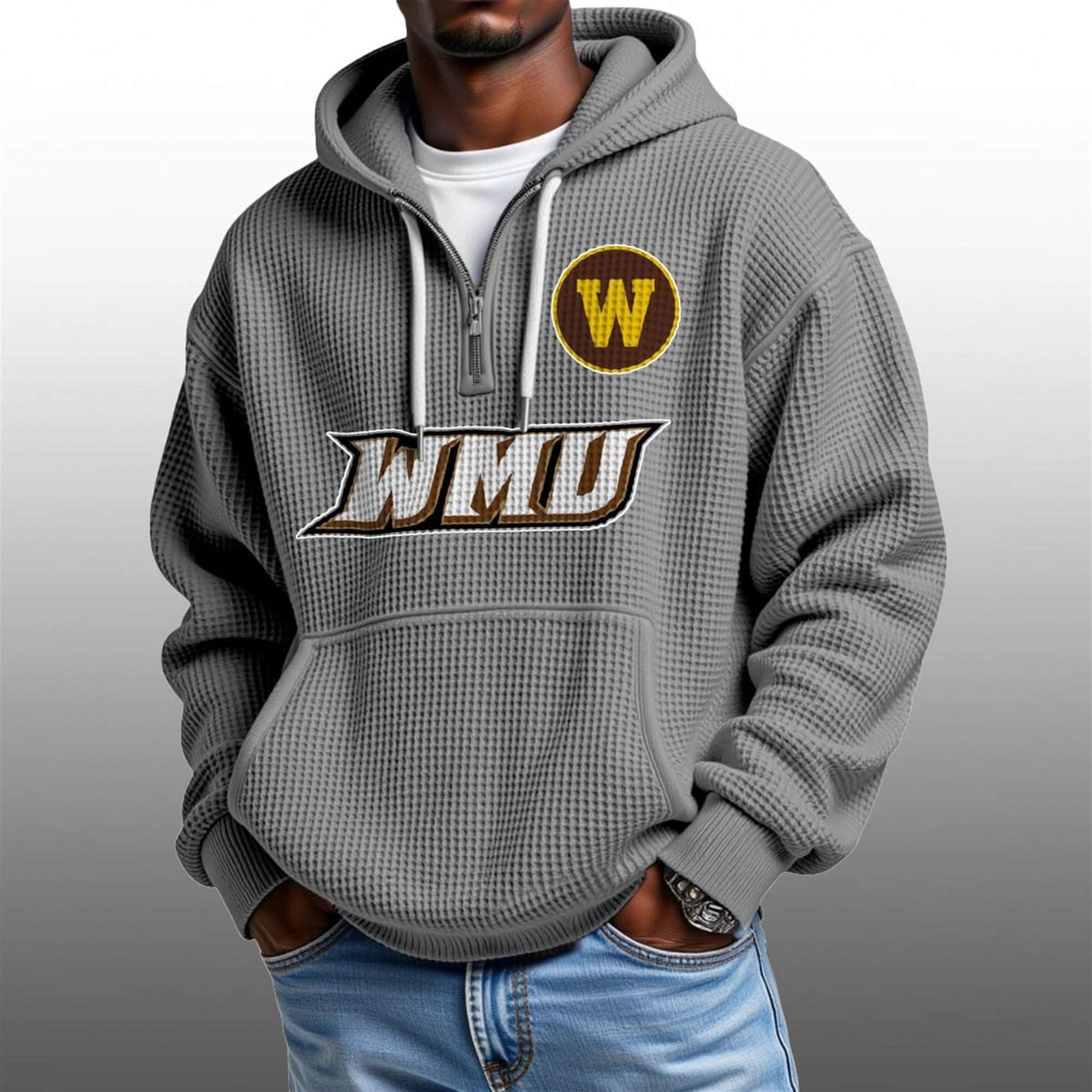 2026 WMU Broncos Waffle Zip Hoodie 4 2026 WMU Broncos Waffle Zip Hoodie 4