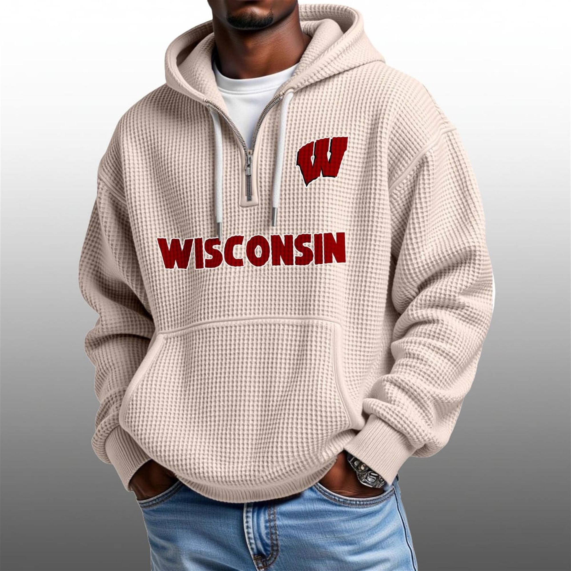 2026 Wisconsin Badgers Waffle Zip Hoodie 1 2026 Wisconsin Badgers Waffle Zip Hoodie 1