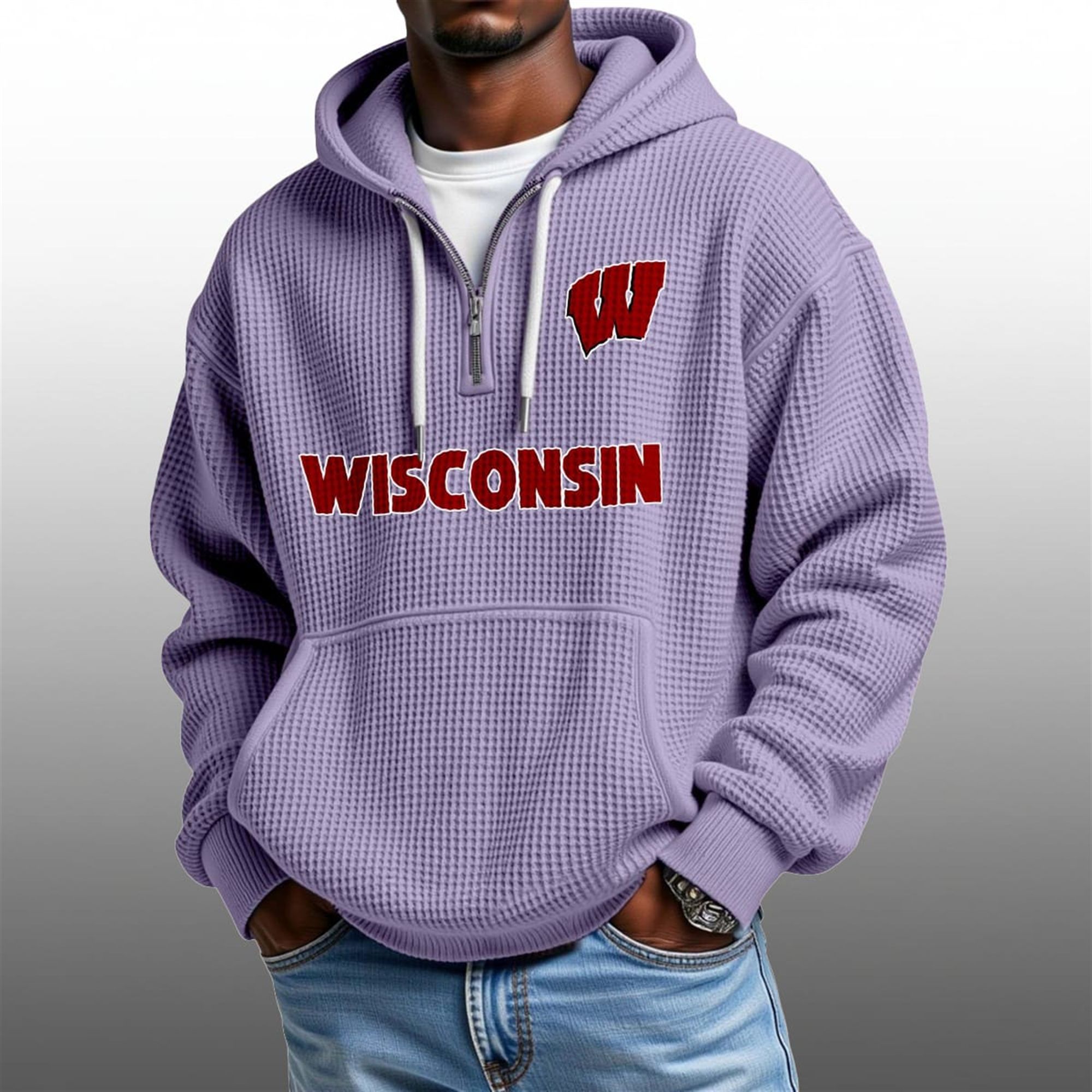 2026 Wisconsin Badgers Waffle Zip Hoodie 2 2026 Wisconsin Badgers Waffle Zip Hoodie 2