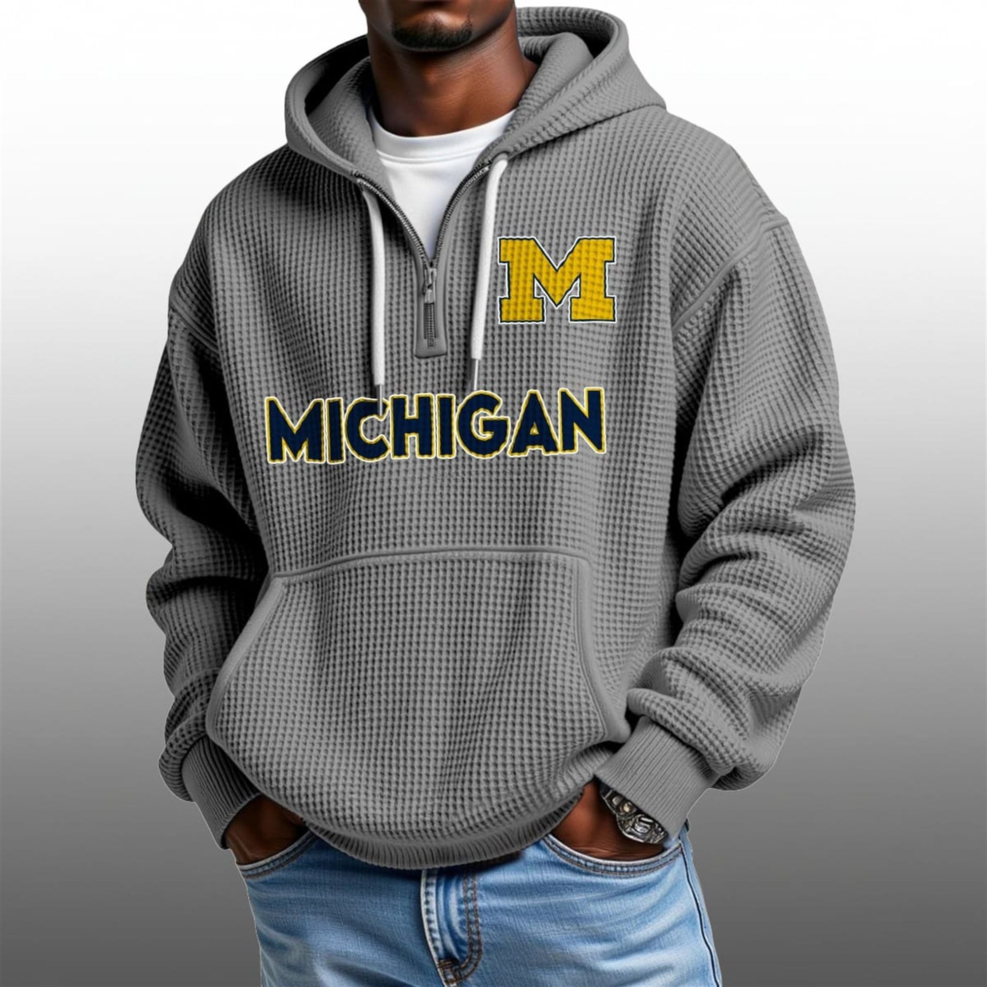 2026 Wolverines Waffle Zip Hoodie 1 2026 Wolverines Waffle Zip Hoodie 1