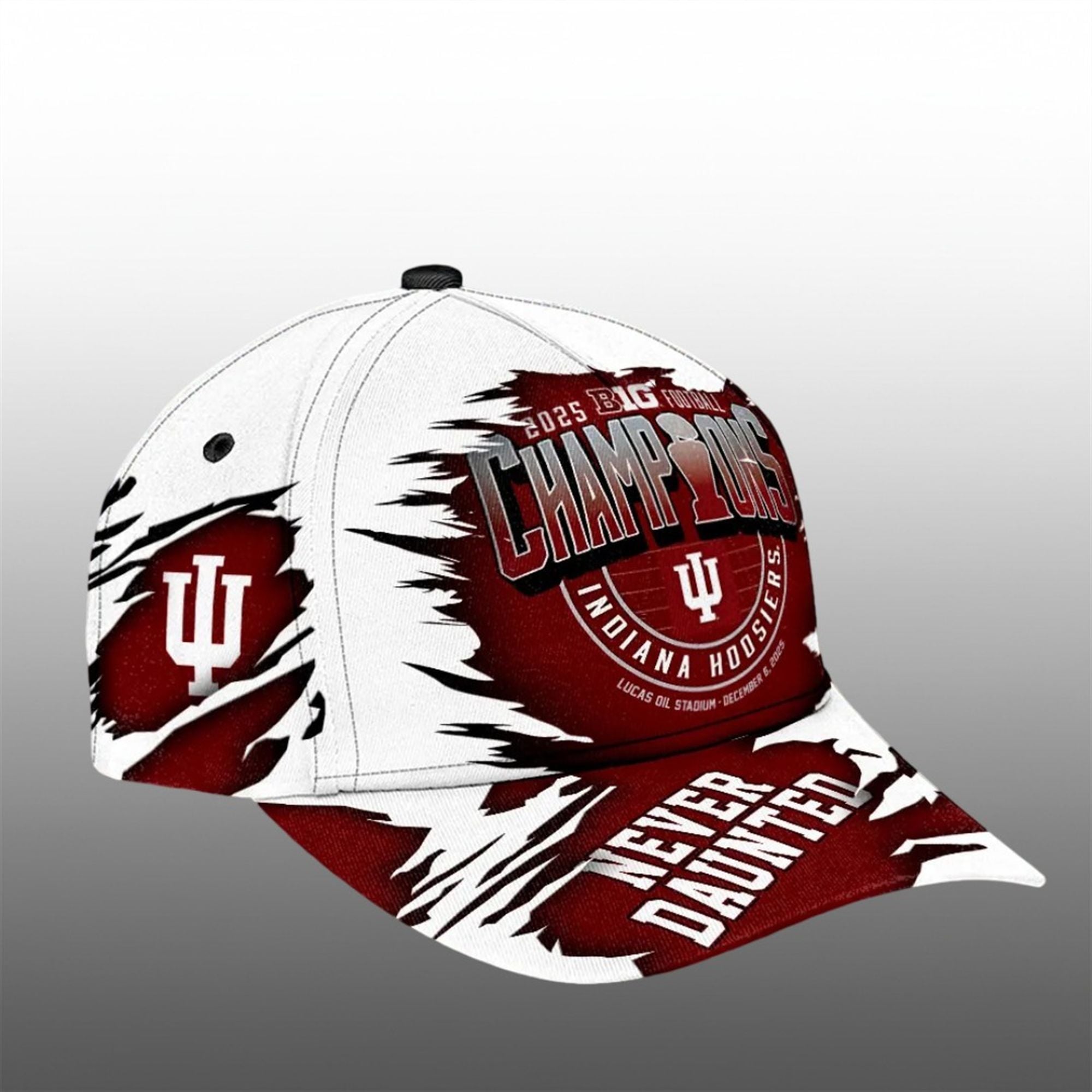 Hoosiers 2025 Big Ten Football Champions Never Daunted Cap 2 26 Hoosiers 2025 Big Ten Football Champions Never Daunted Cap