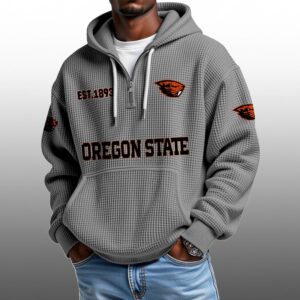 Oregon State EST 1893 Half Quarter Zip Waffle Hoodie 1