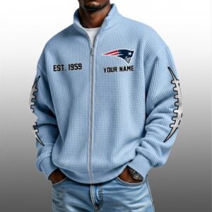 NE Patriots EST 1959 Quarter Zip Waffle Sweatshirt