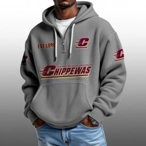 Chippewas EST 1896 Half Quarter Zip Waffle Hoodie 1