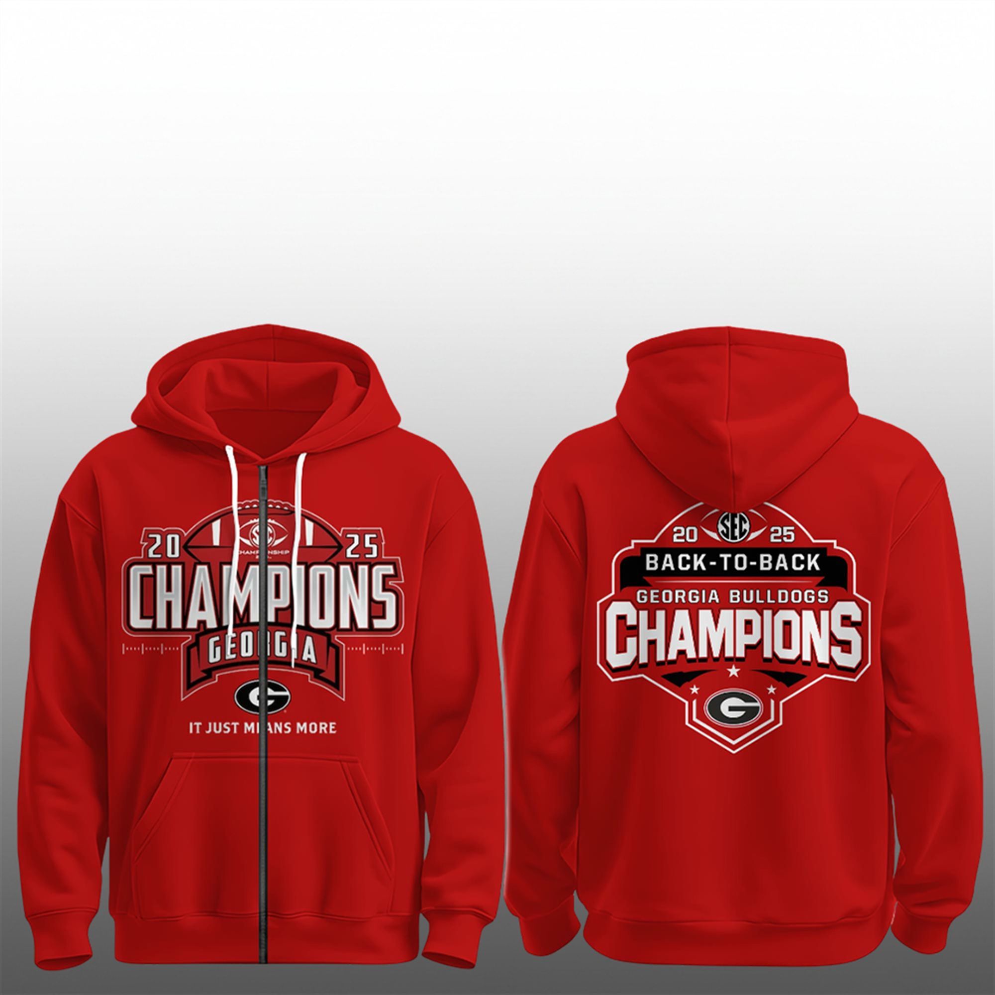2025 Georgia Bulldogs Champions Back To Back Hoodie 3 3 2025 Georgia Bulldogs Champions Back To Back Zip Hoodie