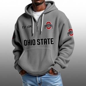 Buckeyes EST 1890 Half Quarter Zip Waffle Hoodie