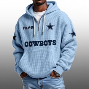 Cowboys EST 1960 Half Quarter Zip Waffle Hoodie 1