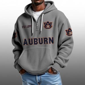 Auburn EST 1892 Half Quarter Zip Waffle Hoodie 1