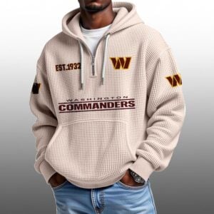 Commanders EST 1932 Half Quarter Zip Waffle Hoodie 1
