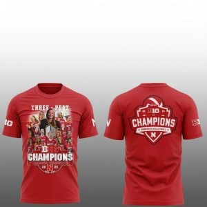 1 Nebraska Volleyball Three Peat B1G CHAMPS 2025 Shirt