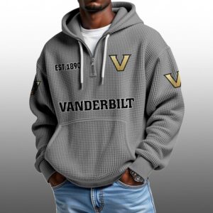 Vanderbilt EST 1890 Half Quarter Zip Waffle Hoodie 1
