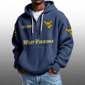 West Virginia EST 1891 Half Quarter Zip Waffle Hoodie 1