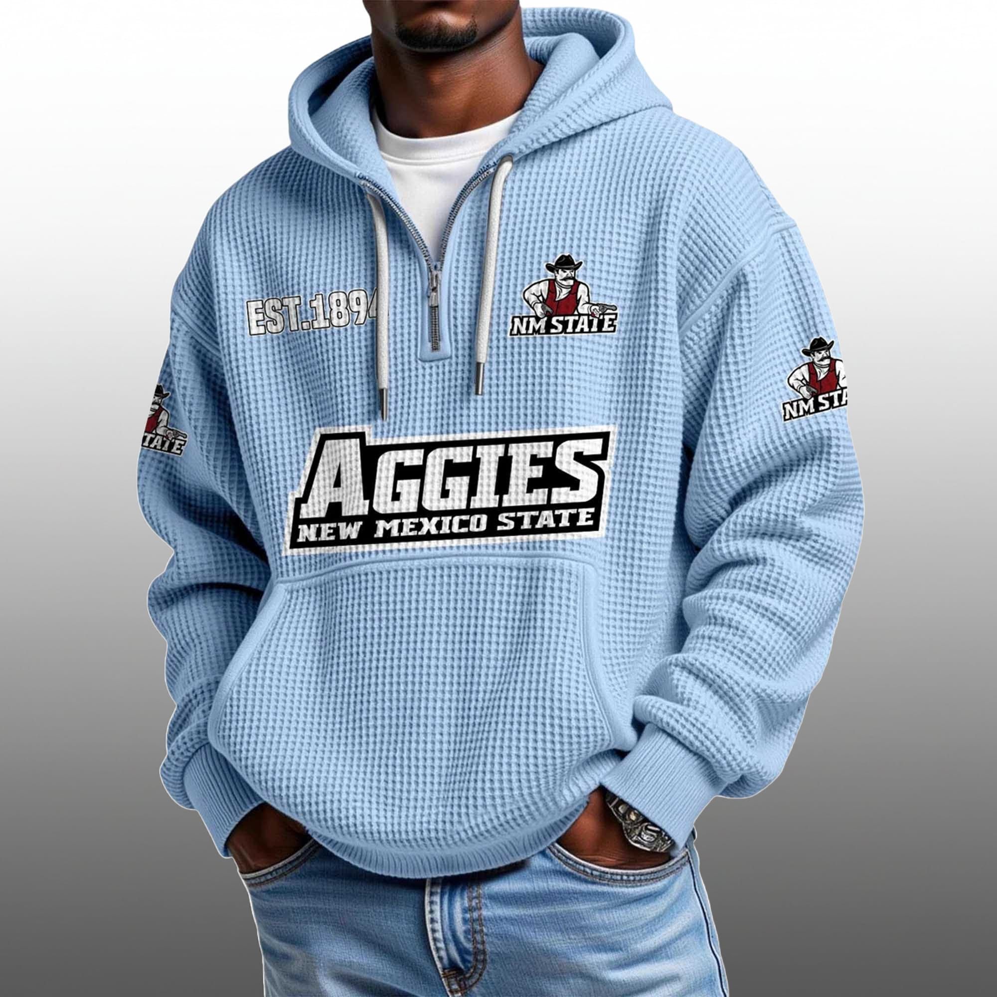 Aggies New Mexico State EST 1894 Half Quarter Zip Waffle Hoodie 4 Aggies New Mexico State EST 1894 Half Quarter Zip Waffle Hoodie 4