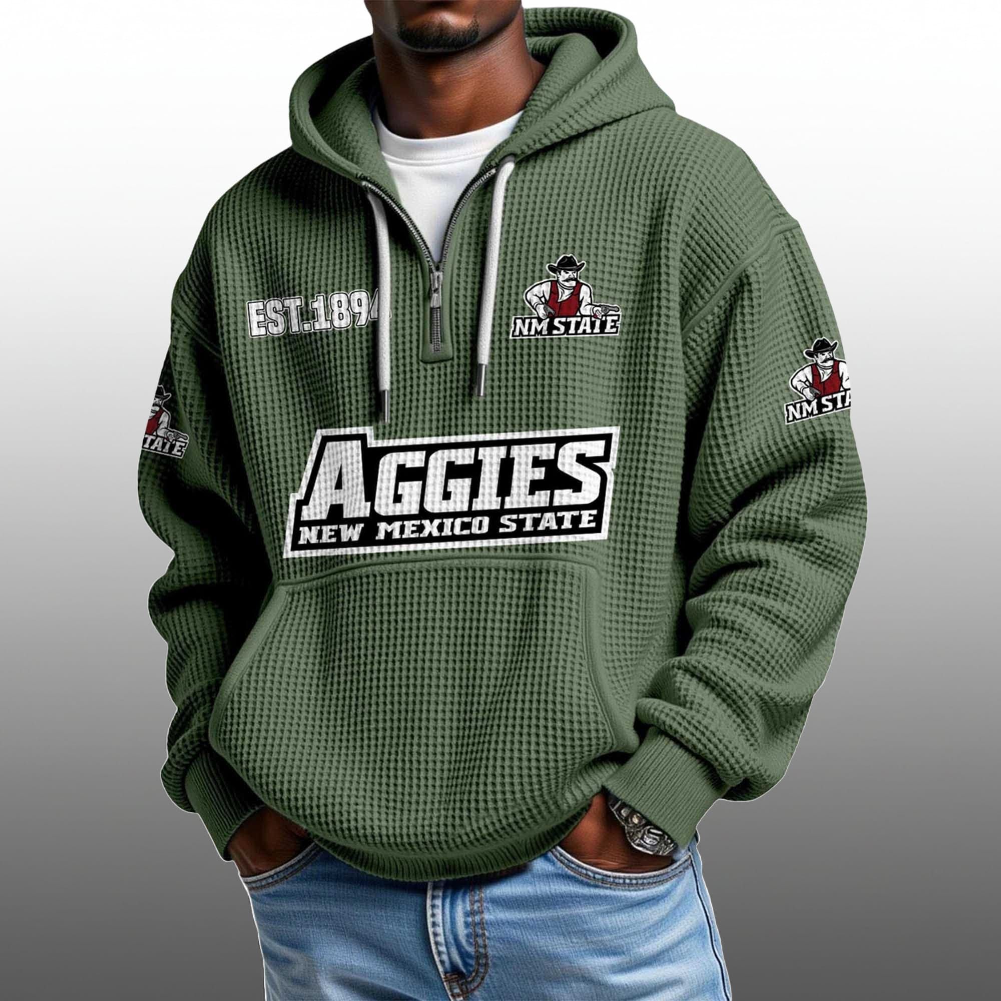 Aggies New Mexico State EST 1894 Half Quarter Zip Waffle Hoodie 5 Aggies New Mexico State EST 1894 Half Quarter Zip Waffle Hoodie 5