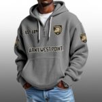 Army West Point EST 1890 Half Quarter Zip Waffle Hoodie