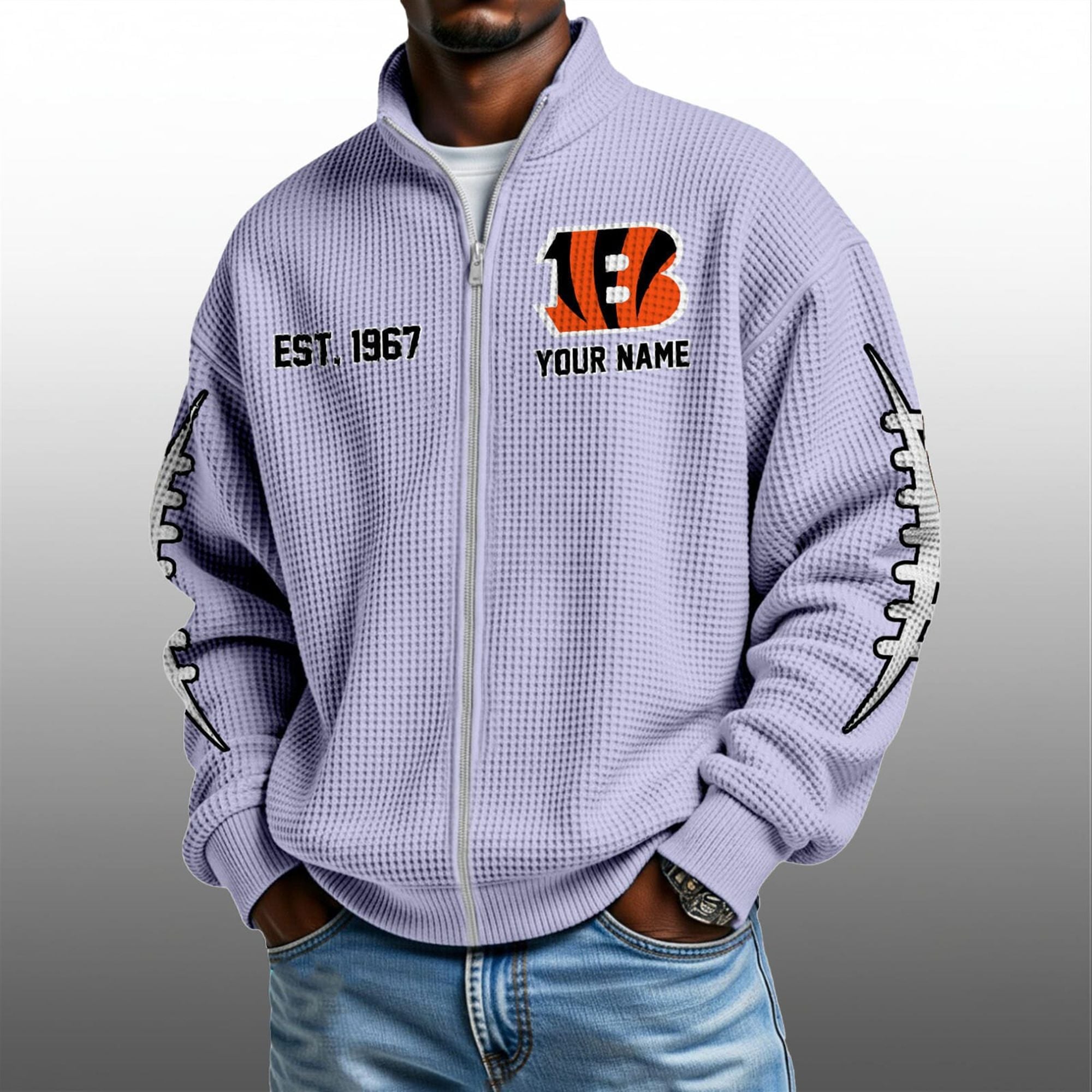 Bengals EST 1967 Quarter Zip Waffle Sweatshirt Bengals EST 1967 Quarter Zip Waffle Sweatshirt