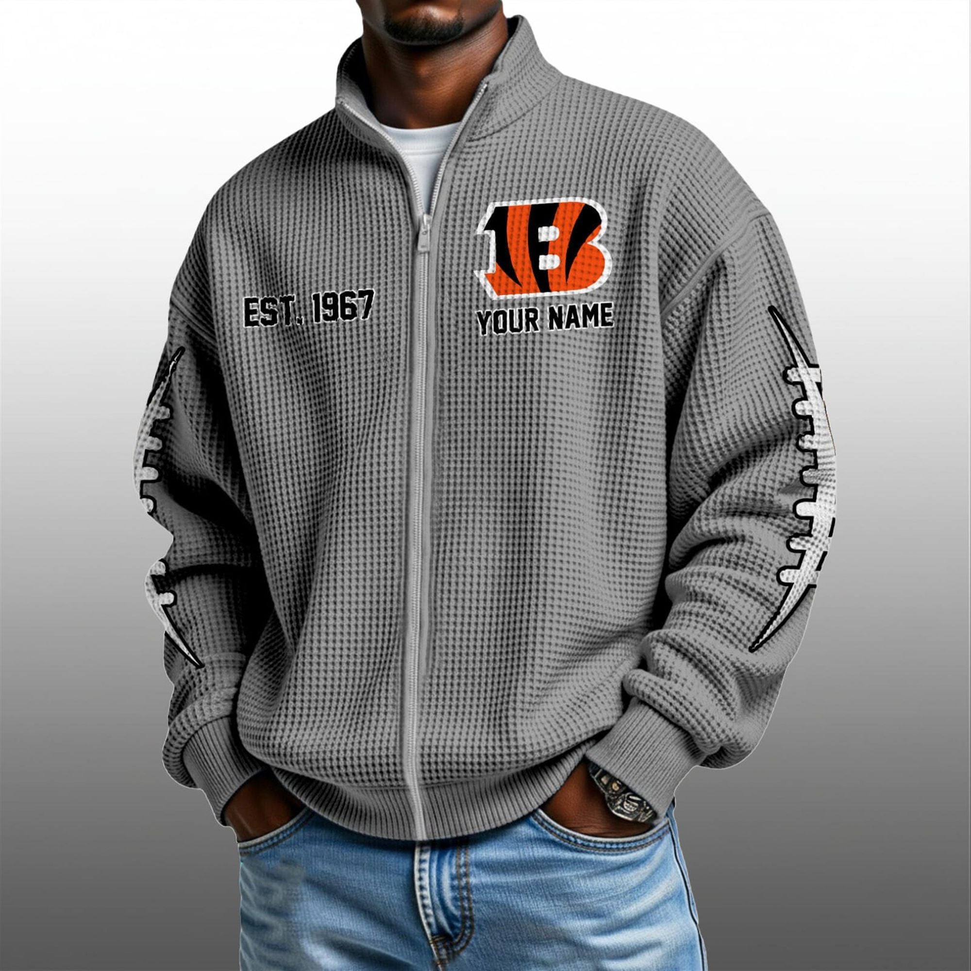 Bengals EST 1967 Quarter Zip Waffle Sweatshirt 3 Bengals EST 1967 Quarter Zip Waffe Sweatshirt 3