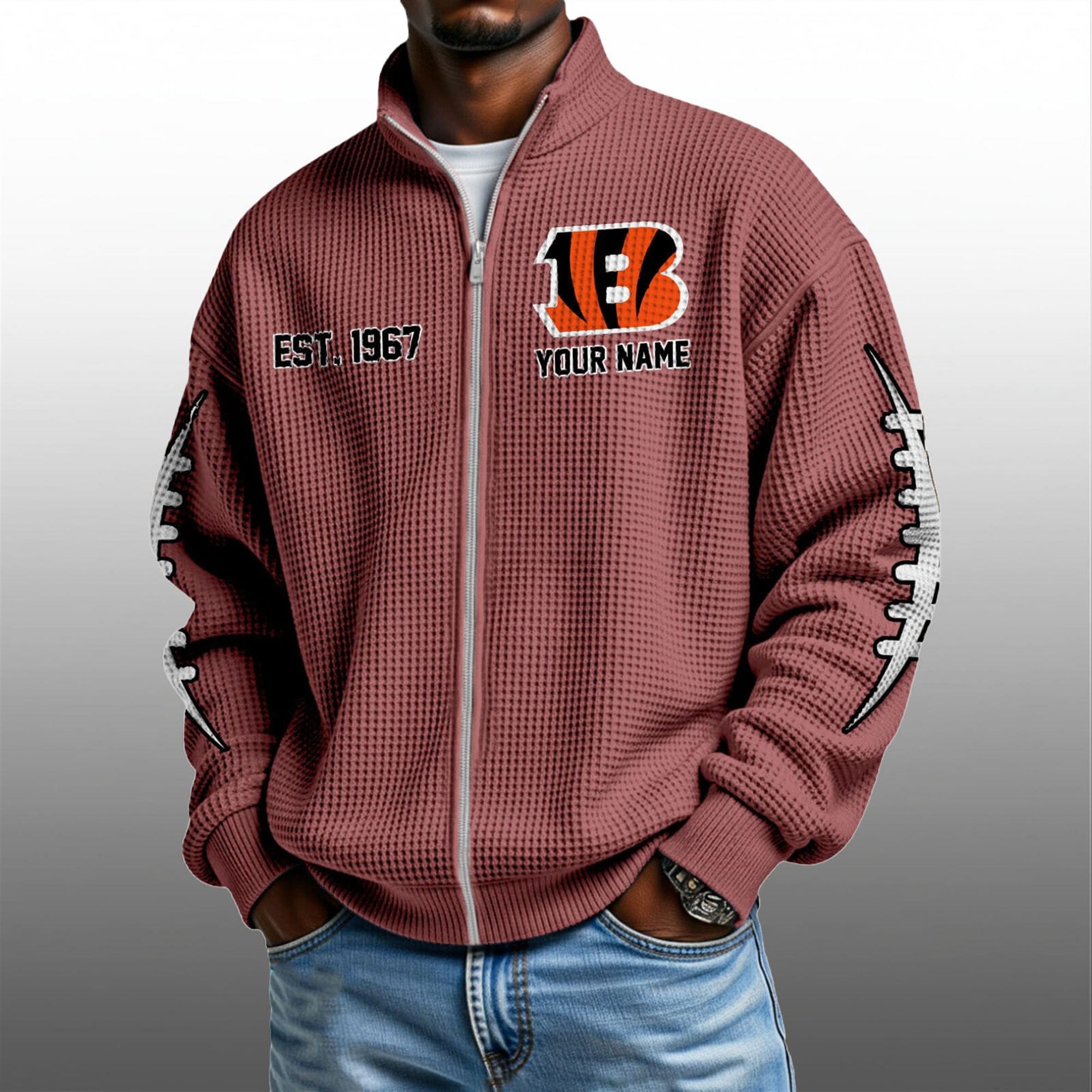 Bengals EST 1967 Quarter Zip Waffle Sweatshirt 4 Bengals EST 1967 Quarter Zip Waffe Sweatshirt 4
