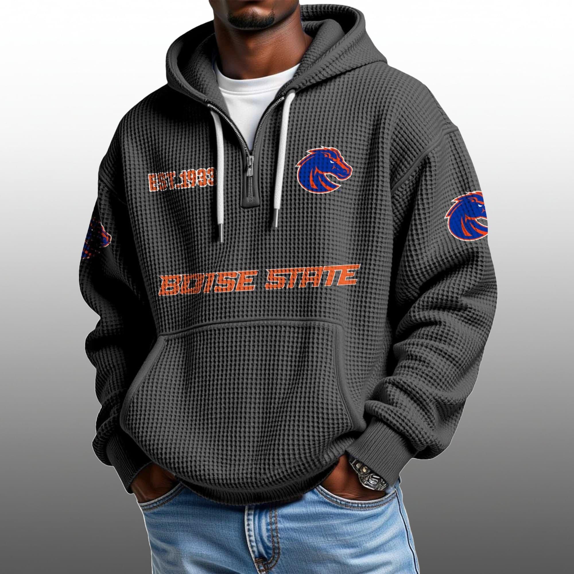 Boise State EST 1939 Half Quarter Zip Waffle Hoodie 2 Boise State EST 1939 Half Quarter Zip Waffle Hoodie 2