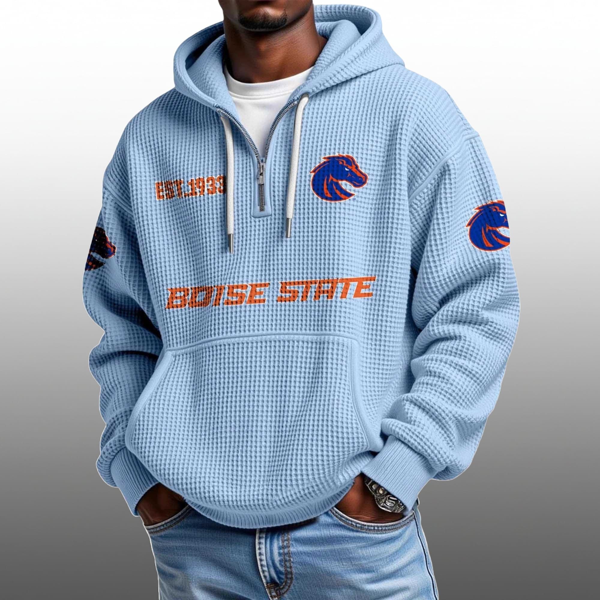 Boise State EST 1939 Half Quarter Zip Waffle Hoodie 4 Boise State EST 1939 Half Quarter Zip Waffle Hoodie 4