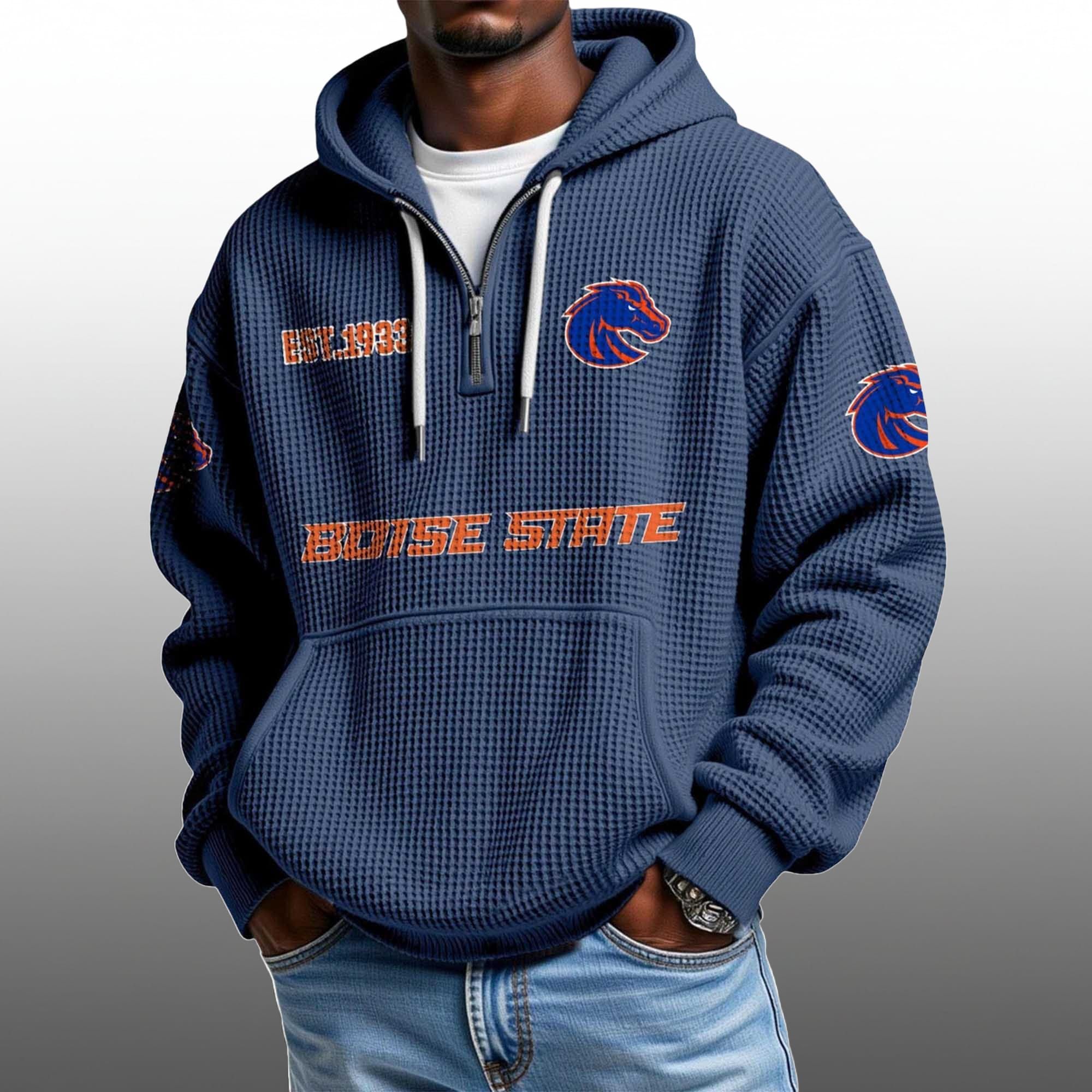 Boise State EST 1939 Half Quarter Zip Waffle Hoodie 5 Boise State EST 1939 Half Quarter Zip Waffle Hoodie