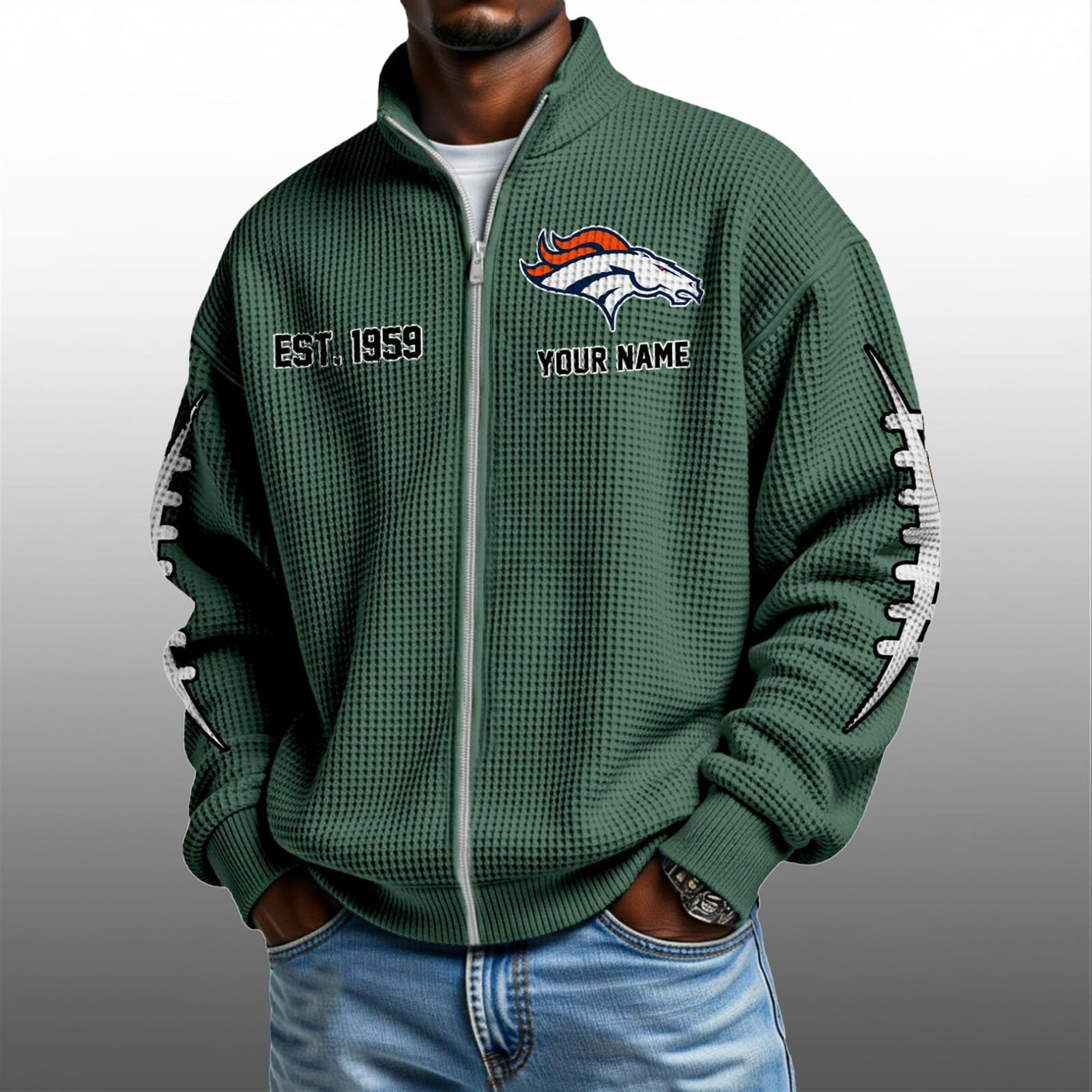 Broncos EST 1959 Quarter Zip Waffle Sweatshirt 2 Broncos EST 1959 Quarter Zip Waffe Sweatshirt 2