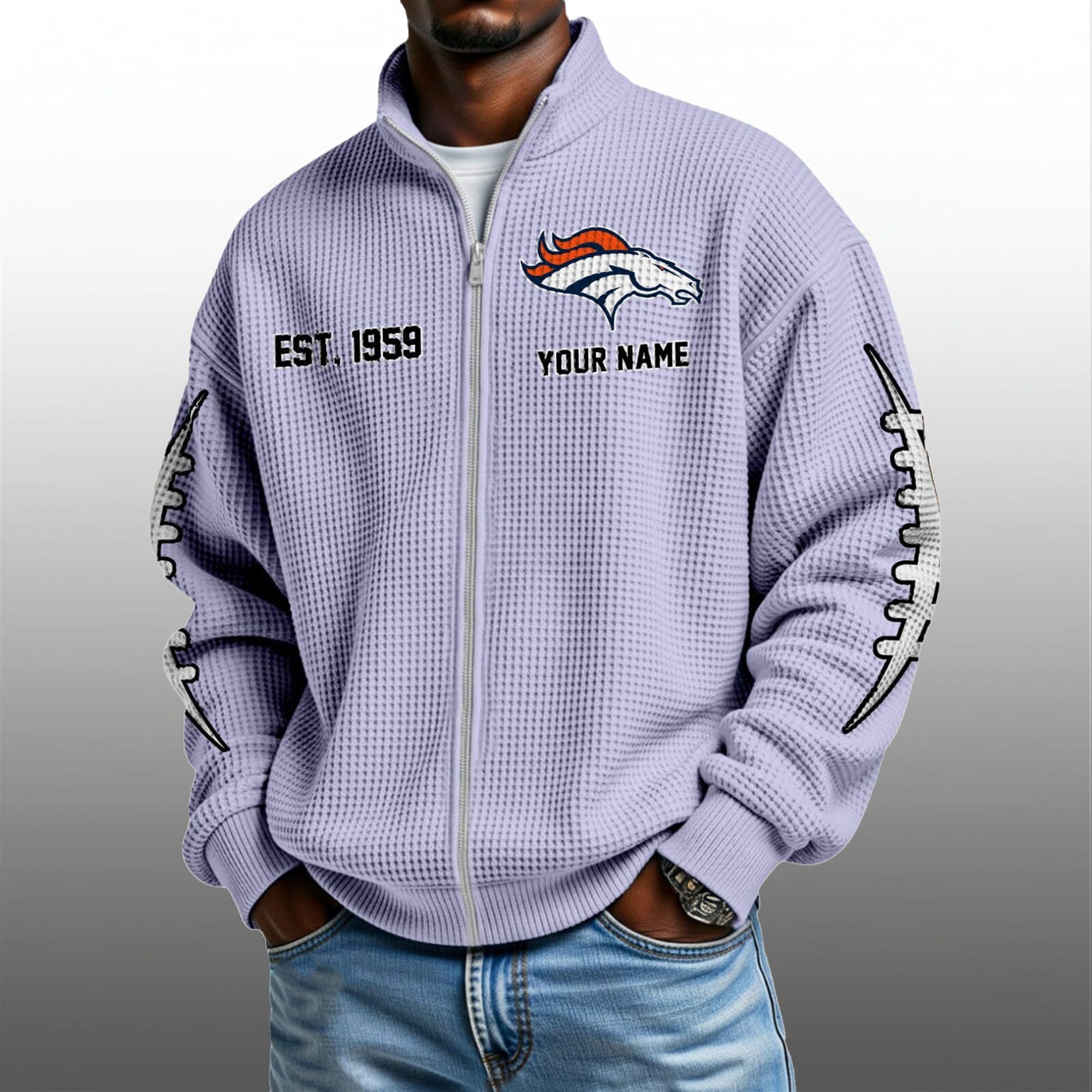 Broncos EST 1959 Quarter Zip Waffle Sweatshirt 5 Broncos EST 1959 Quarter Zip Waffe Sweatshirt