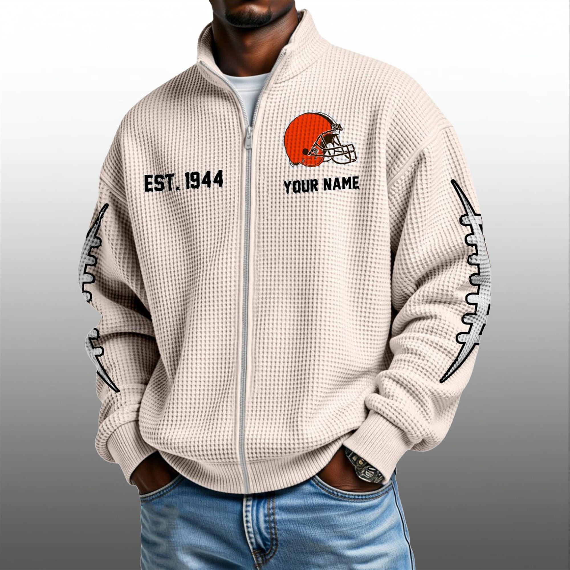 Browns EST 1944 Quarter Zip Waffle Sweatshirt 3 Browns EST 1944 Quarter Zip Waffe Sweatshirt 3