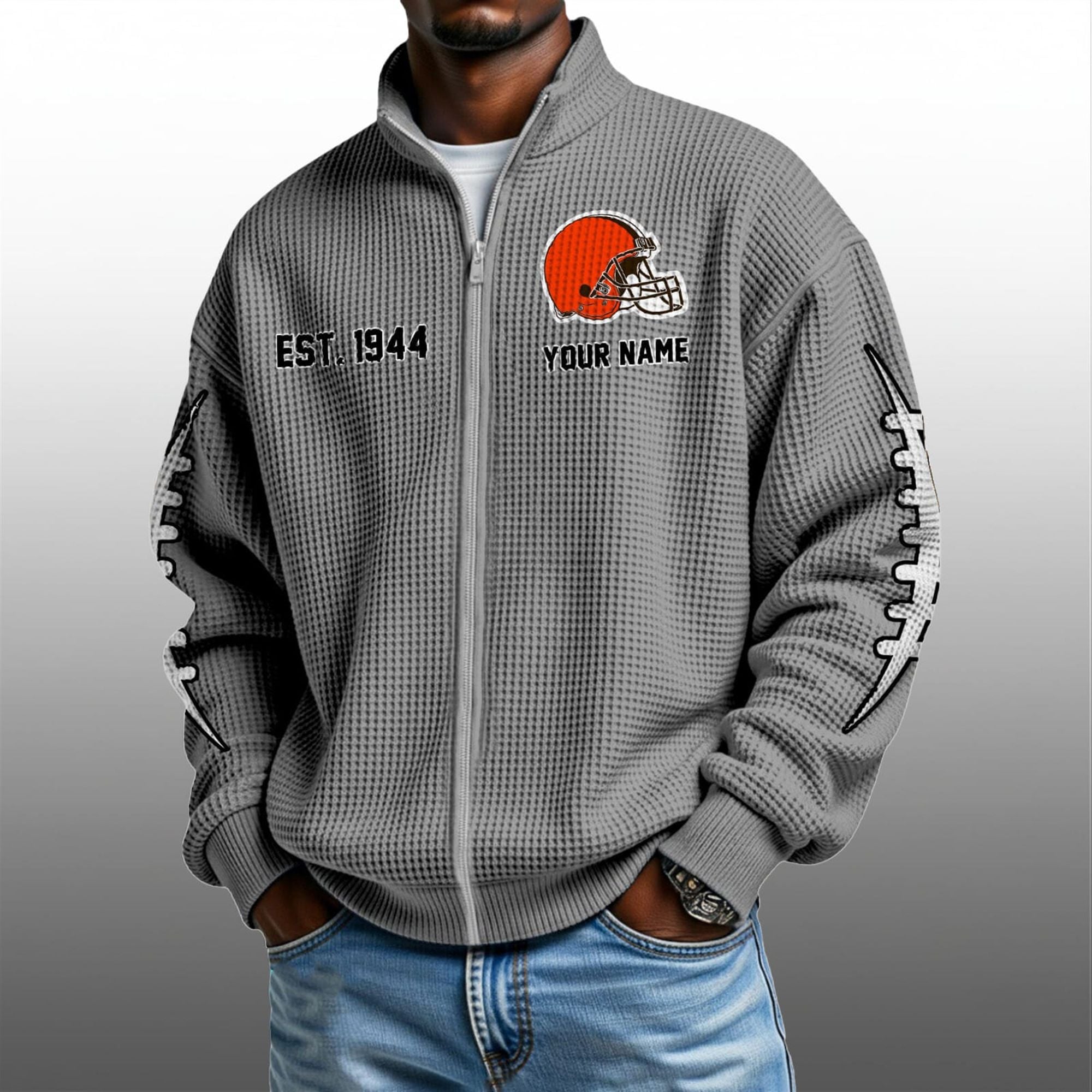 Browns EST 1944 Quarter Zip Waffle Sweatshirt 4 Browns EST 1944 Quarter Zip Waffe Sweatshirt 4