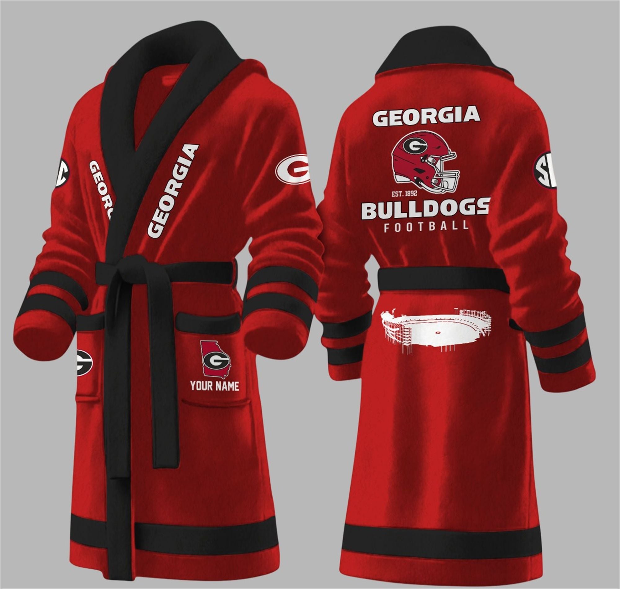 Bulldogs Football EST 1892 Fleece Bathrobe 1 Bulldogs Football EST 1892 Fleece Bathrobe 1