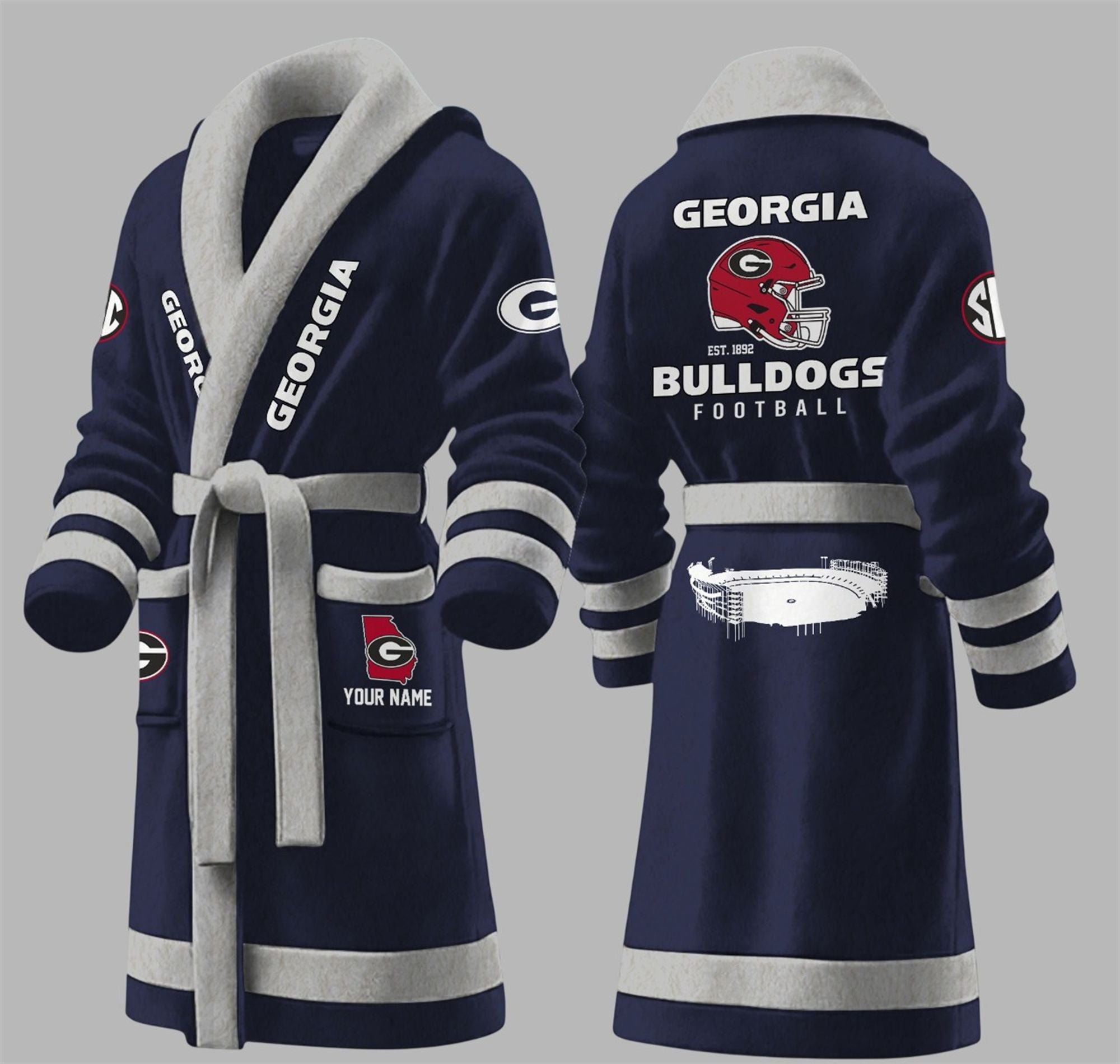 Bulldogs Football EST 1892 Fleece Bathrobe 2 Bulldogs Football EST 1892 Fleece Bathrobe 2