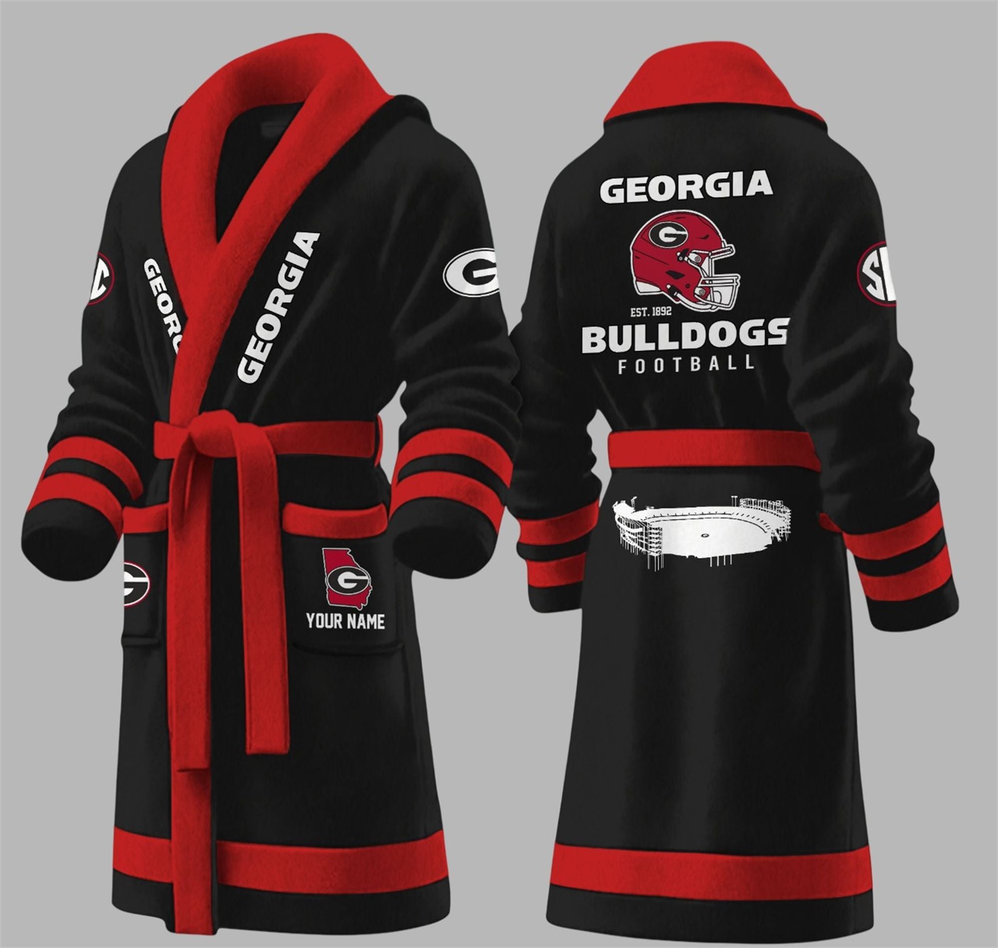 Bulldogs Football EST 1892 Fleece Bathrobe 3 Bulldogs Football EST 1892 Fleece Bathrobe 3