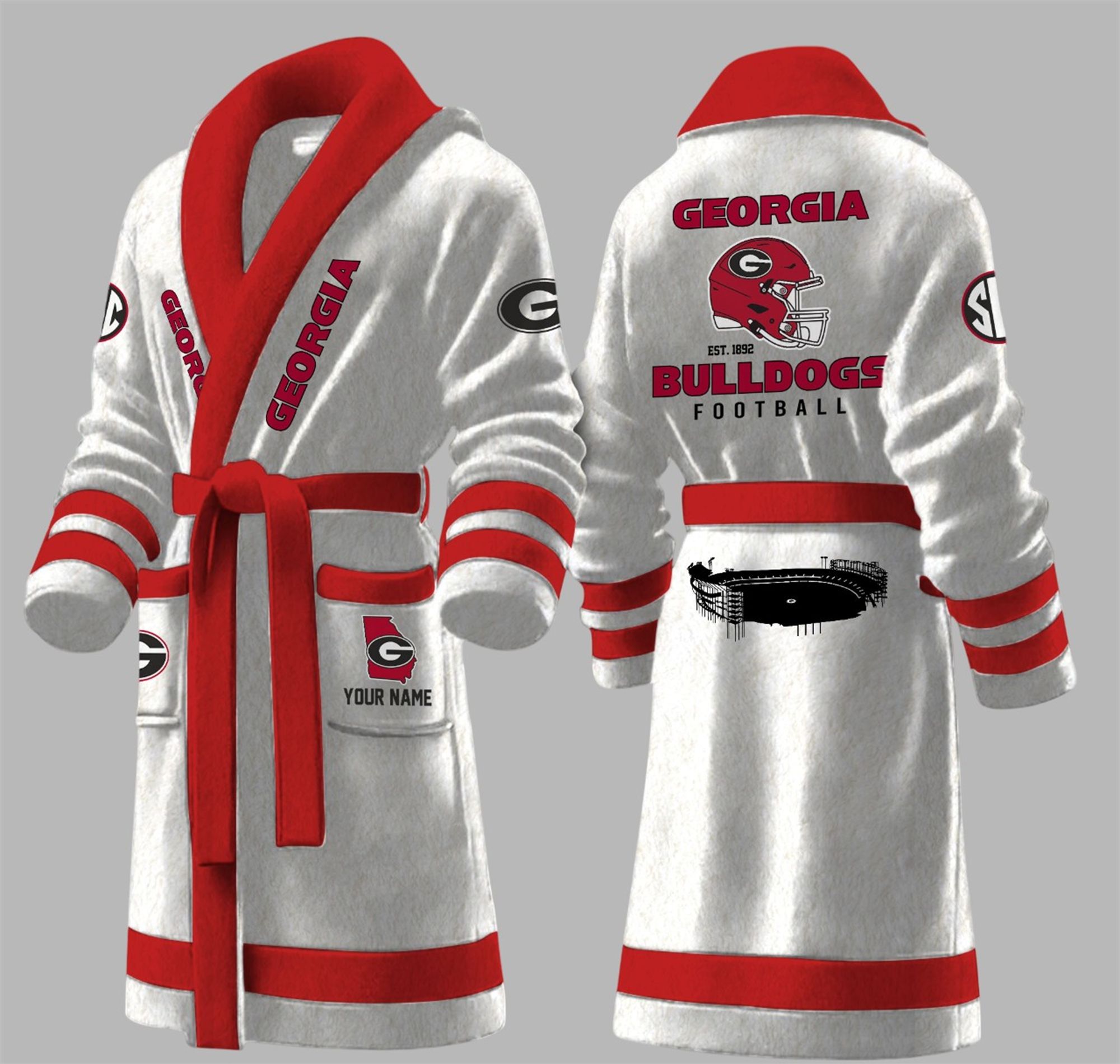 Bulldogs Football EST 1892 Fleece Bathrobe 4 Bulldogs Football EST 1892 Fleece Bathrobe 4