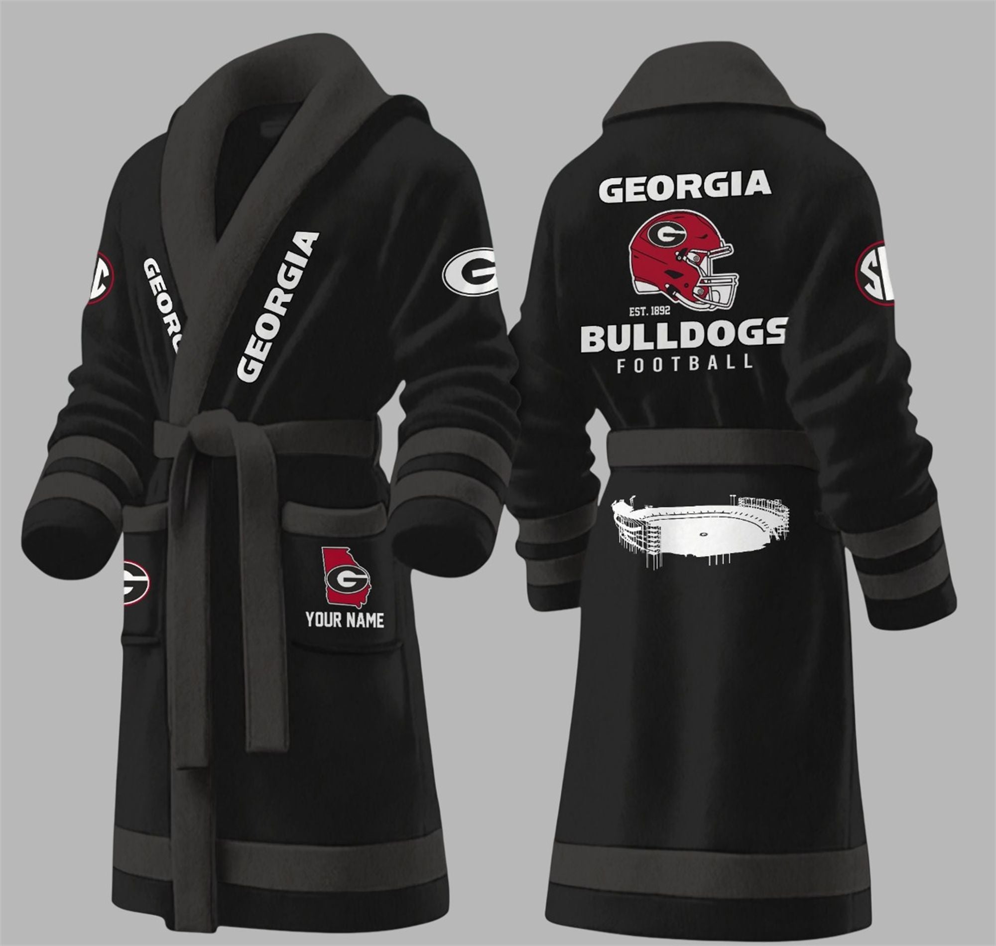 Bulldogs Football EST 1892 Fleece Bathrobe 5 Bulldogs Football EST 1892 Fleece Bathrobe 5